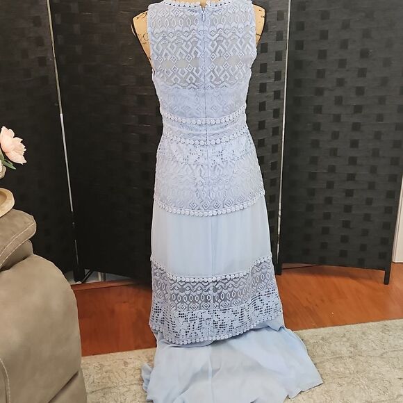 NWOT BCBGMaxAzria Blue Lace Maxi Dress Size 4 - Picture 7 of 14
